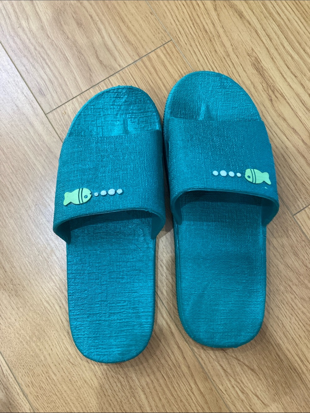 & Other Stories Teal Slide Sandals with Fish Accent